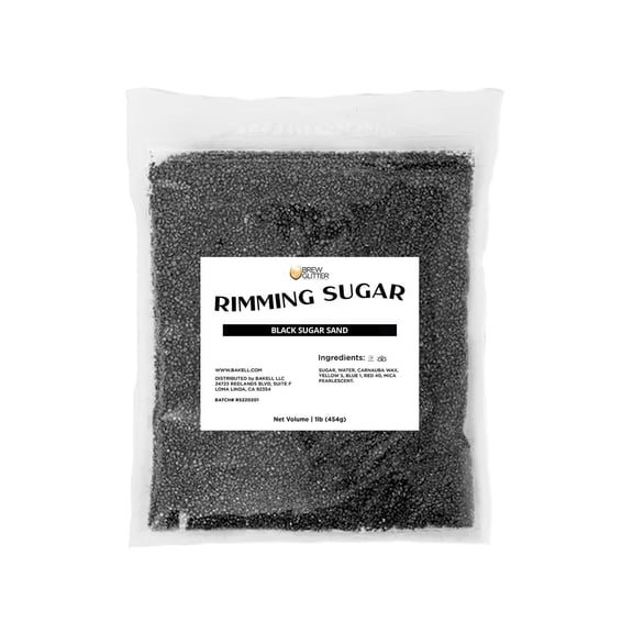 Brew Glitter - Black Cocktail Rimming Sugar - 1lb, Resealable Bag