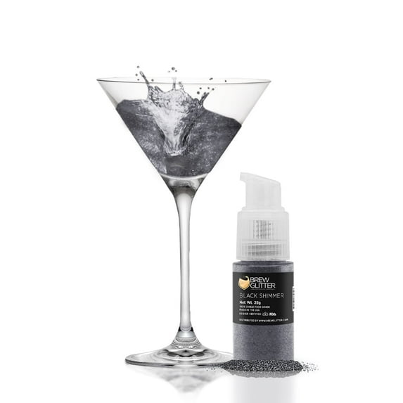 Brew Glitter - Black Shimmer Edible Drink Glitter - Bold Sparkle, Beverage-Safe, 25g Spray Pump