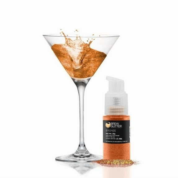 Brew Glitter - Bronze Edible Drink Glitter - Bold Sparkle, Beverage-Safe, 25g Spray Pump