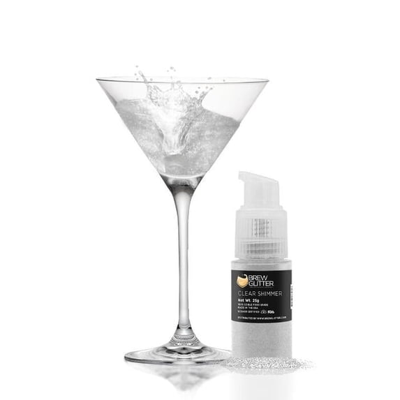 Brew Glitter - Clear Shimmer Edible Drink Glitter - Bold Sparkle, Beverage-Safe, 25g Spray Pump