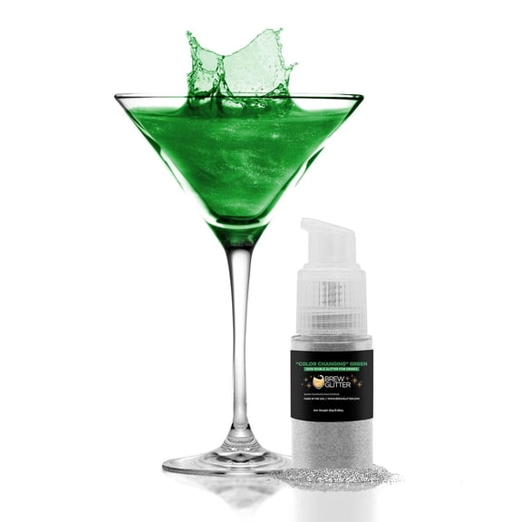 Brew Glitter - Color Changing Green Edible Drink Glitter - Magic Reveal, Beverage-Safe, 25g Spray Pump