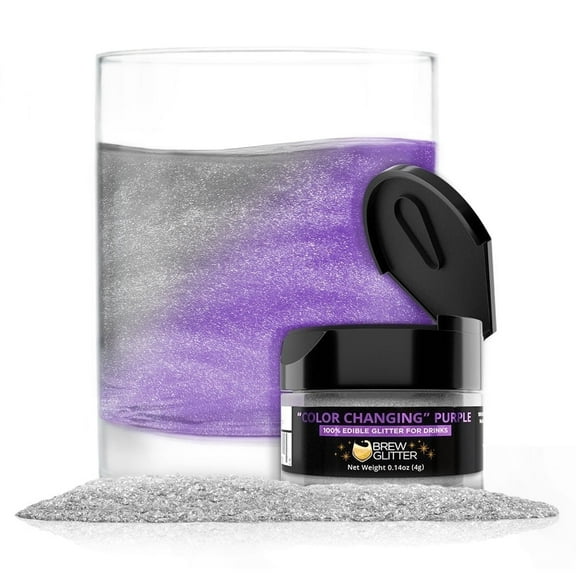Brew Glitter - Color Changing Purple Edible Drink Glitter - Magic Reveal, Beverage-Safe, 4g