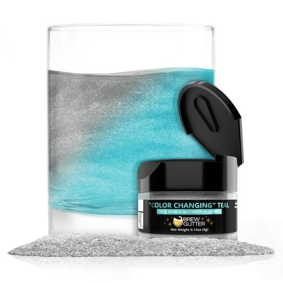 Brew Glitter - Color Changing Teal Edible Drink Glitter - Magic Reveal, Beverage-Safe, 4g