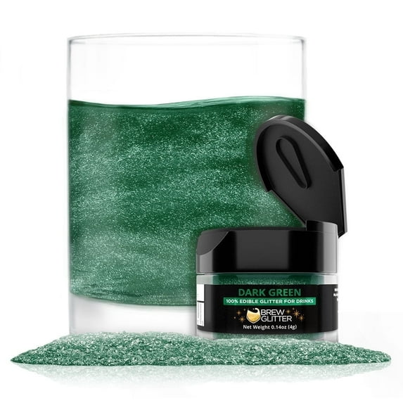 Brew Glitter - Dark Green Edible Drink Glitter - Bold Sparkle, Beverage-Safe, 4g