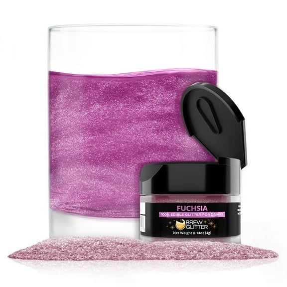 Brew Glitter - Fuchsia Edible Drink Glitter - Bold Sparkle, Beverage-Safe, 4g