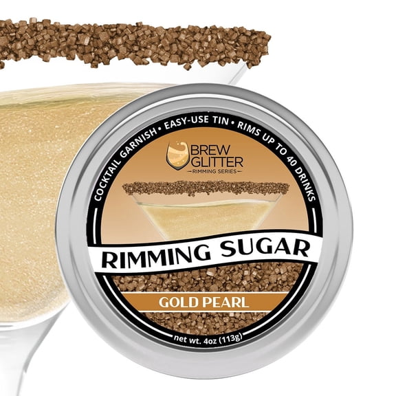 Brew Glitter - Gold Pearl Cocktail Rimming Sugar - 4oz, Bar Tin