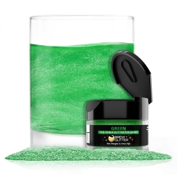Brew Glitter - Green Edible Drink Glitter - Bold Sparkle, Beverage-Safe, 4g