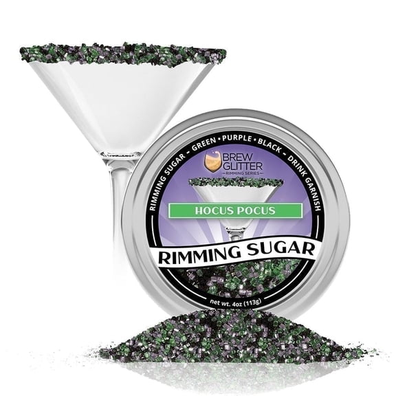 Brew Glitter - Hocus Pocus Green, Purple and Black Cocktail Rimming Sugar Combo - 4oz, Bar Tin