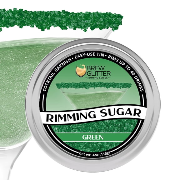 Brew Glitter - Green Cocktail Rimming Sugar - 4oz, Aluminum Bar Tin