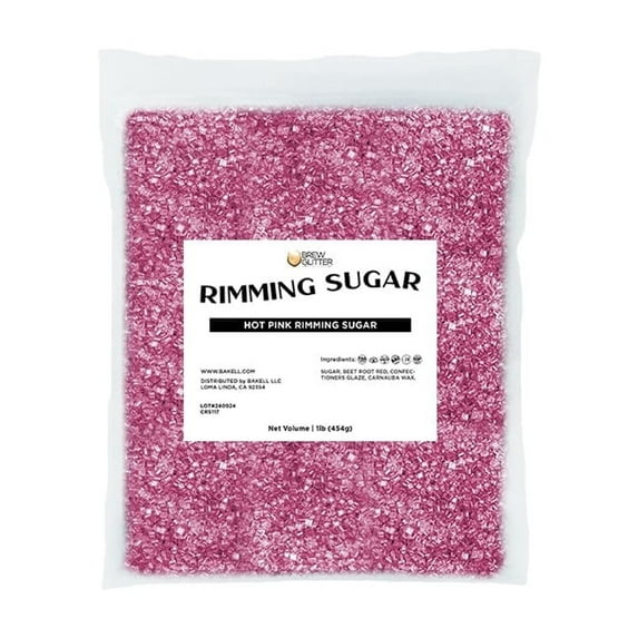 Brew Glitter - Hot Pink Cocktail Rimming Sugar - 1lb, Resealable Bag