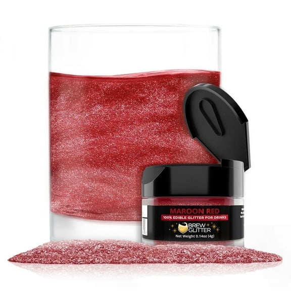 Brew Glitter - Maroon Red Edible Drink Glitter - Bold Sparkle, Beverage-Safe, 4g