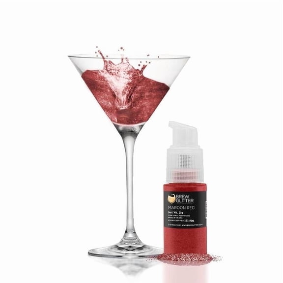 Brew Glitter - Maroon Red Edible Drink Glitter - Bold Sparkle, Beverage-Safe, 25g Spray Pump