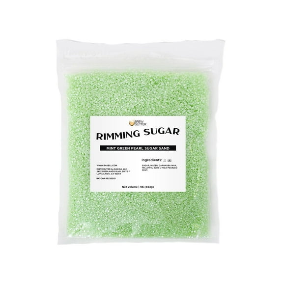 Brew Glitter - Mint Green Pearl Cocktail Rimming Sugar - 1lb, Resealable Bag