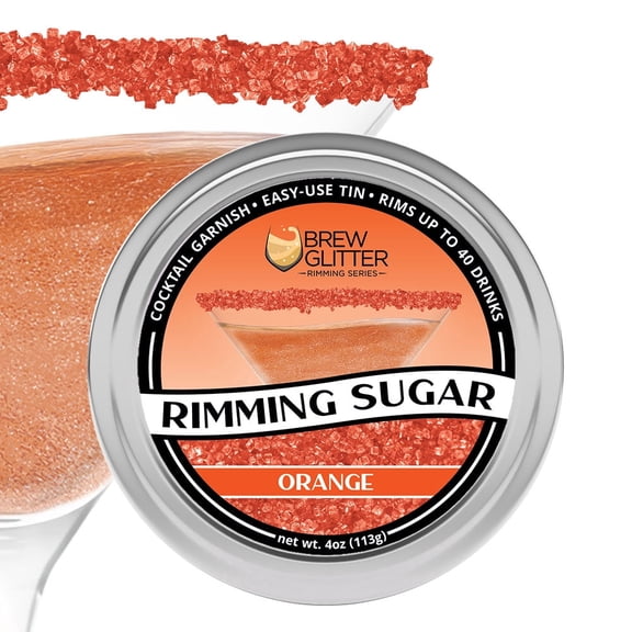Brew Glitter - Orange Cocktail Rimming Sugar - 4oz, Bar Tin