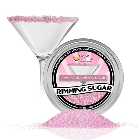 Brew Glitter - Pink Pearl Cocktail Rimming Sugar - 4oz, Bar Tin