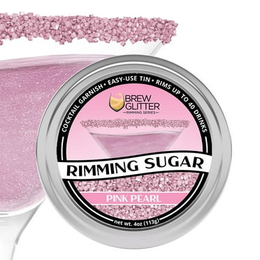 Brew Glitter - Pink Pearl Cocktail Rimming Sugar - 4oz, Bar Tin