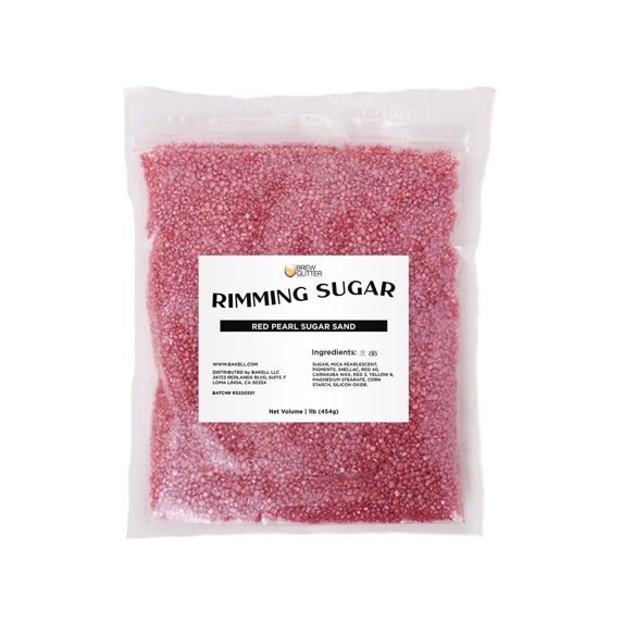 Brew Glitter - Red Pearl Cocktail Rimming Sugar - 1lb, Resealable Bag
