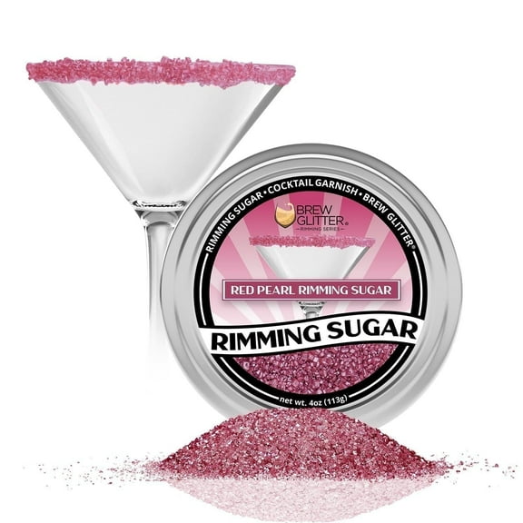 Brew Glitter - Red Pearl Cocktail Rimming Sugar - 4oz, Bar Tin
