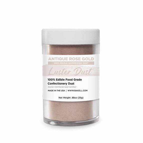 Bakell - Antique Rose Gold Luster Dust and Paint - Fine Metallic Sheen, 25g Jar