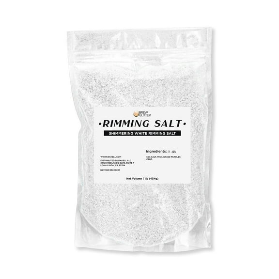 Brew Glitter - White Edible Glitter Blended Rimming Salt - Shimmering Cocktails, 1lb Bag