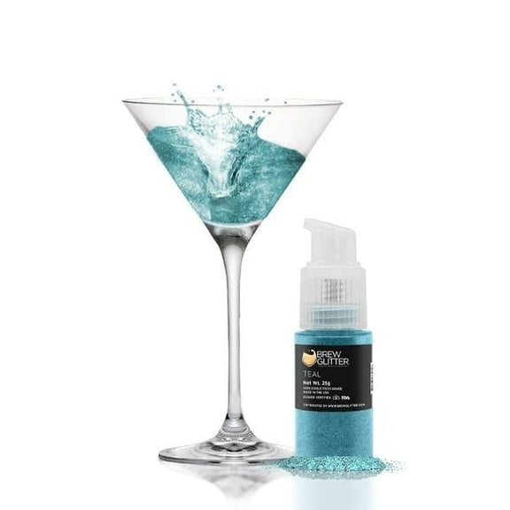 Brew Glitter - Teal Edible Drink Glitter - Bold Sparkle, Beverage-Safe, 25g Spray Pump