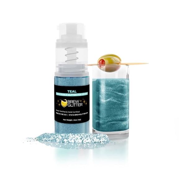 Brew Glitter - Teal Edible Drink Glitter - Bold Sparkle, Beverage-Safe, 4g Spray Pump