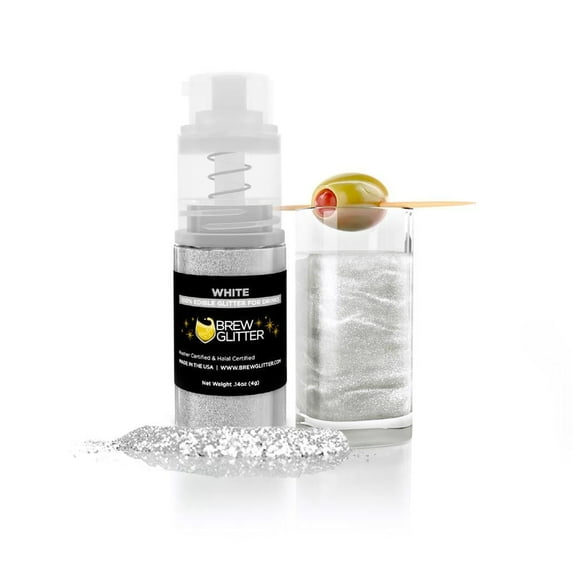 Brew Glitter - White Edible Drink Glitter - Bold Sparkle, Beverage-Safe, 4g Spray Pump