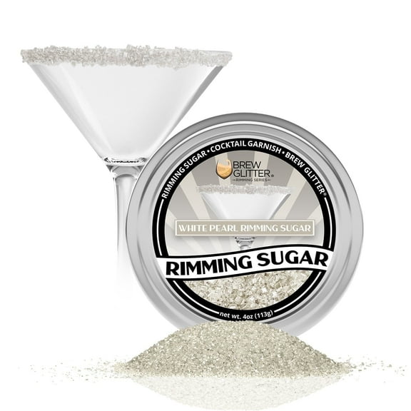 Brew Glitter - White Pearl Cocktail Rimming Sugar - 4oz, Bar Tin