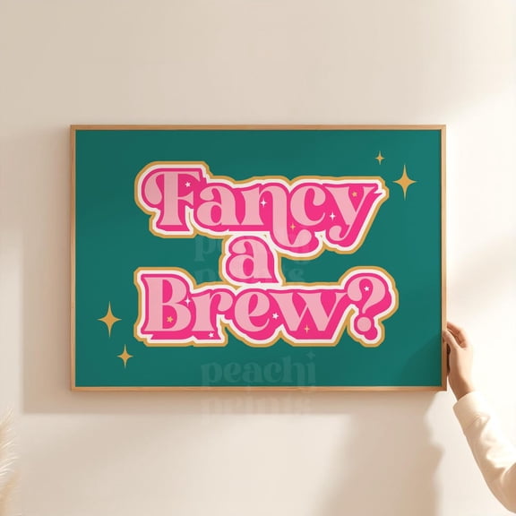 Brew Kitchen Art Print: Bold Tea Kettle Poster Colorful Quote
