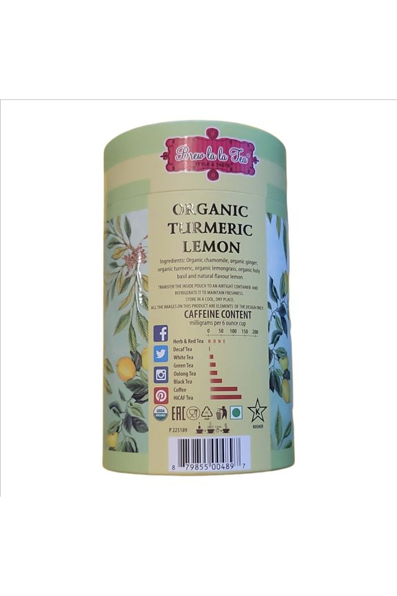 Organic Turmeric Lemon Caffeine-Free Herbal Tea Bags 40 Count 2.116 oz