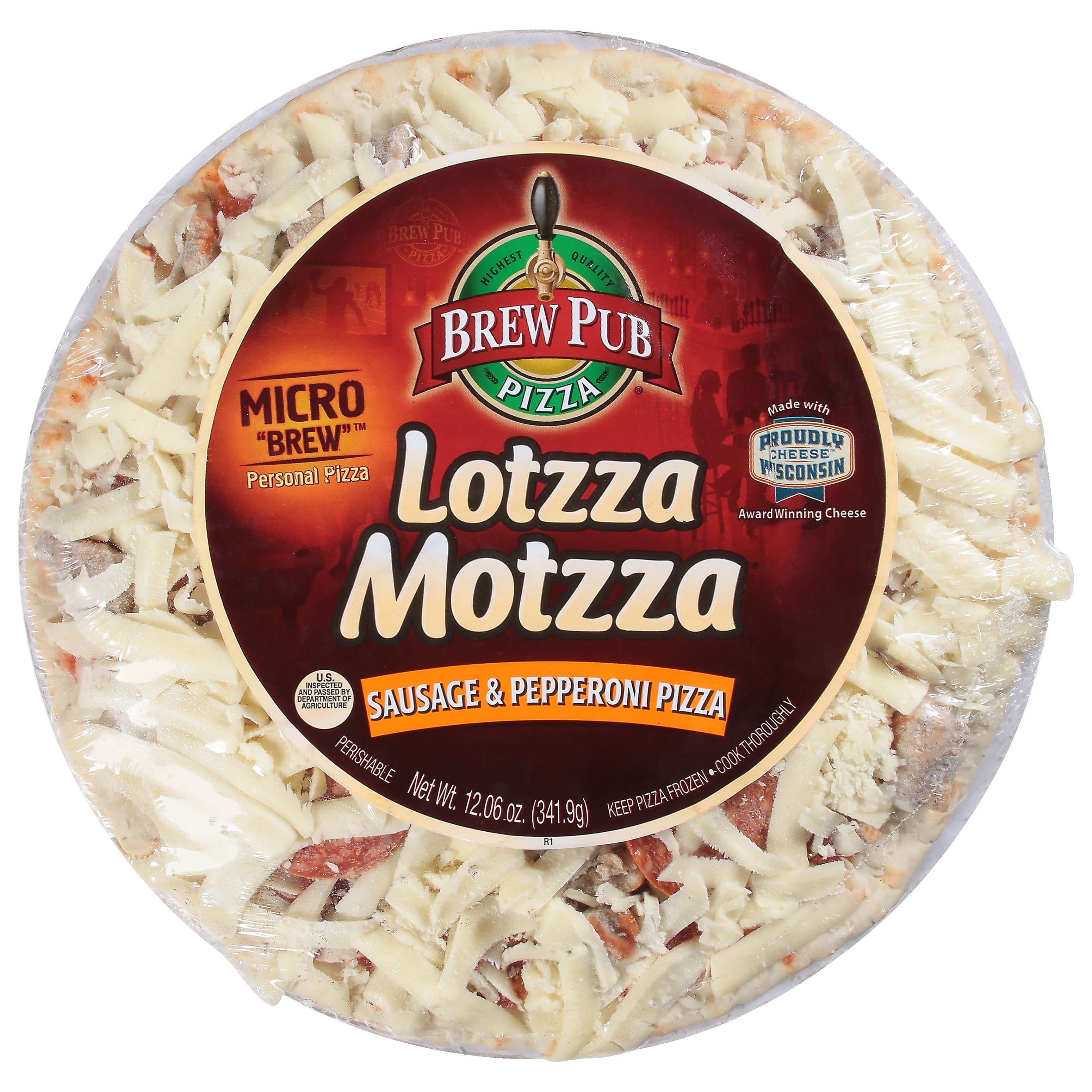 Brew Pub Micro Brew Sausage Pepperoni Frozen Pizza 12.06 oz - Premium Wisconsin Cheese