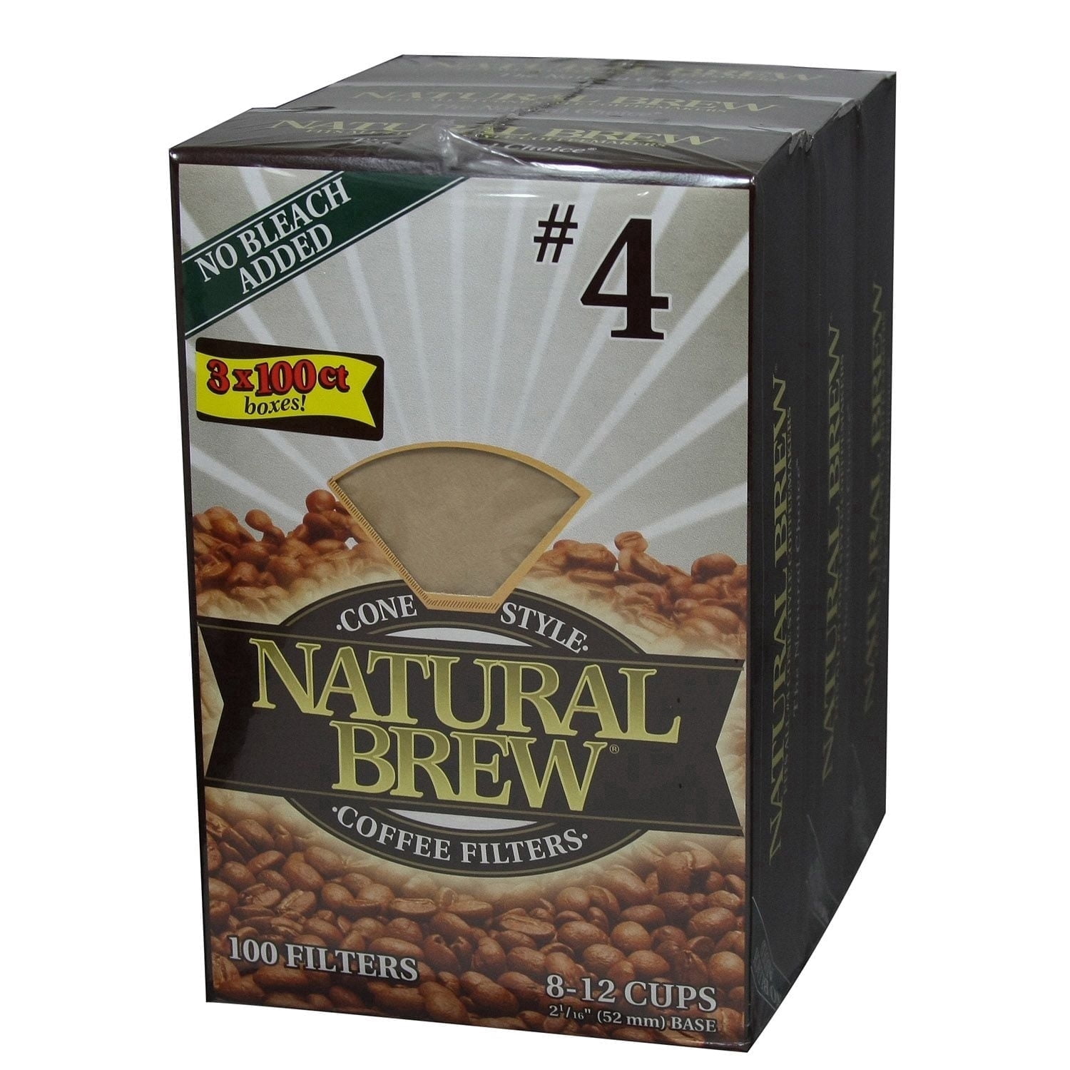 Brew Rite #4 Natural Cone Coffee Filters, 100 Count