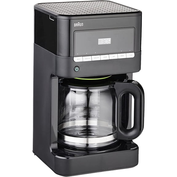 Brew Sense 12 Cup Drip Coffee Maker - Pause & Pour Mid Brew, Programmable Machine with 24-Hour Timer Clock, 1-4 Functions, Self Clean, Auto Shutoff, Removable Filter Basket, Black