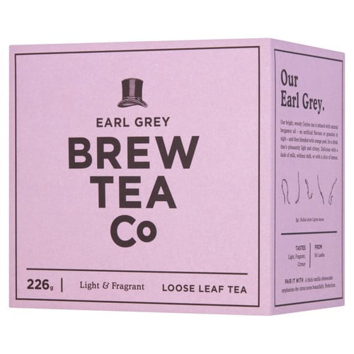 Brew Tea Co Earl Grey Loose Leaf Tea 226g, British Import (Pack of 2)