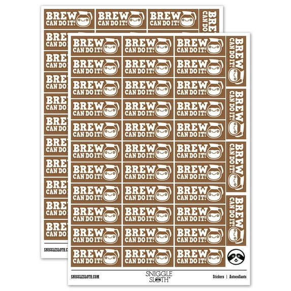 Brew You Can Do it Coffee Teacher Student School Sticker Set - Brown - Gloss Finish - 1.5" Small