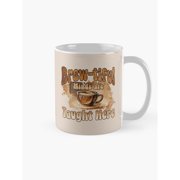 Brew-tiful Minds Are Taught Here Coffee Cup Mug, 11oz Ceramic, Brown and Tan Wrap-Around Artwork