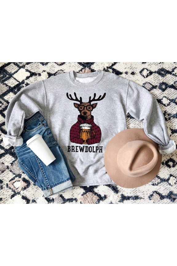 Brewdolph Beer Season Crewneck, Season Sweatshirt, Season Drinking Shirt For Men, Season Sweater, Reindeer Shirt