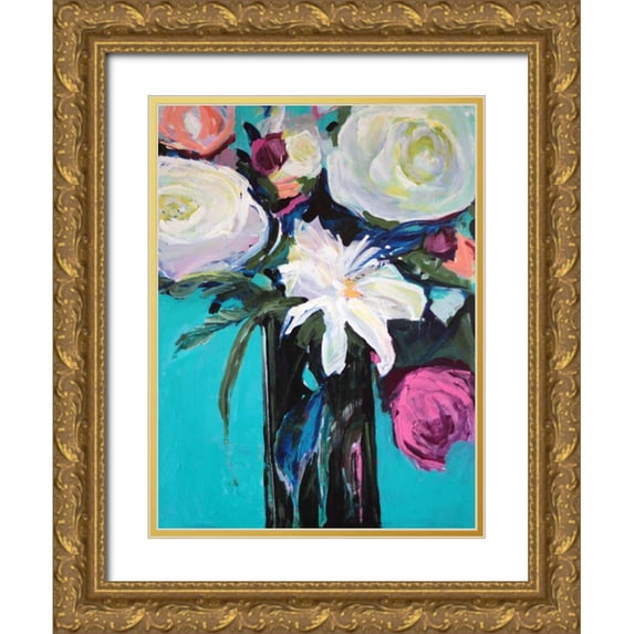 Brewer, Jacqueline 12x14 Gold Ornate Wood Framed with Double Matting Museum Art Print Titled - White Lily