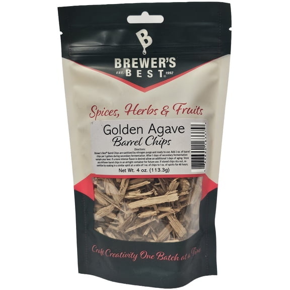 Brewer's Best Barrel Chips Golden Agave Barrel Wood Chips for Flavoring Craft Brews - 4 Ounces