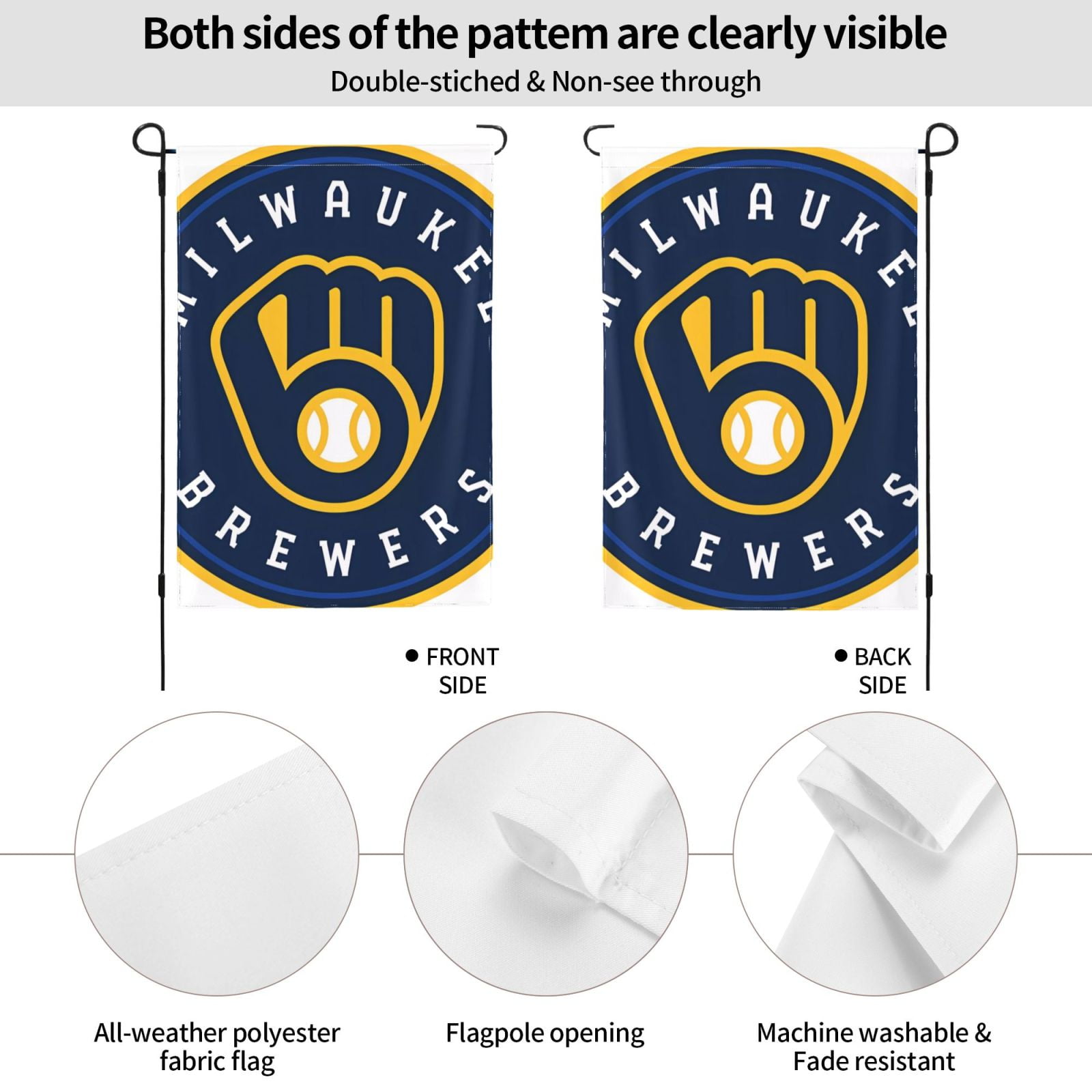 WinCraft Milwaukee Brewers Double Sided Garden Flag – 12.5x18 Inches, Polyester, Officially Licensed - View #11