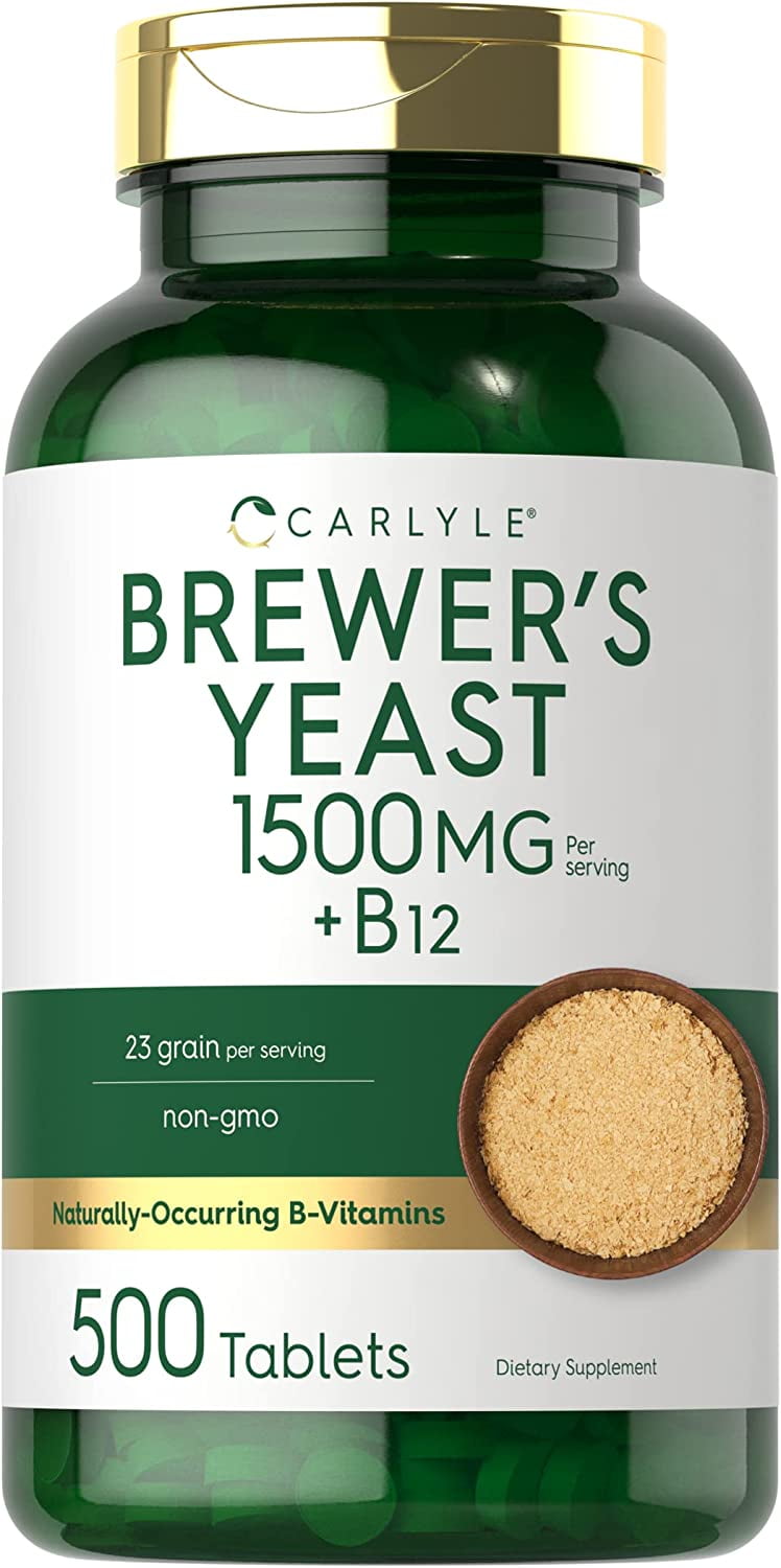 Brewers Yeast Tablets with Vitamin B12 1500mg 500 Count by