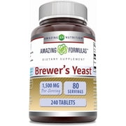 Amazing Formulas Brewer's Yeast 1500mg Per Serving 240 Tablets Supplement | Non-GMO | Gluten Free