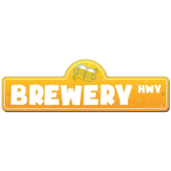 Brewery Street Sign | Indoor/Outdoor | Funny Home Decor for Garages, Living Rooms, Bedroom, Offices | SignMission personalized gift