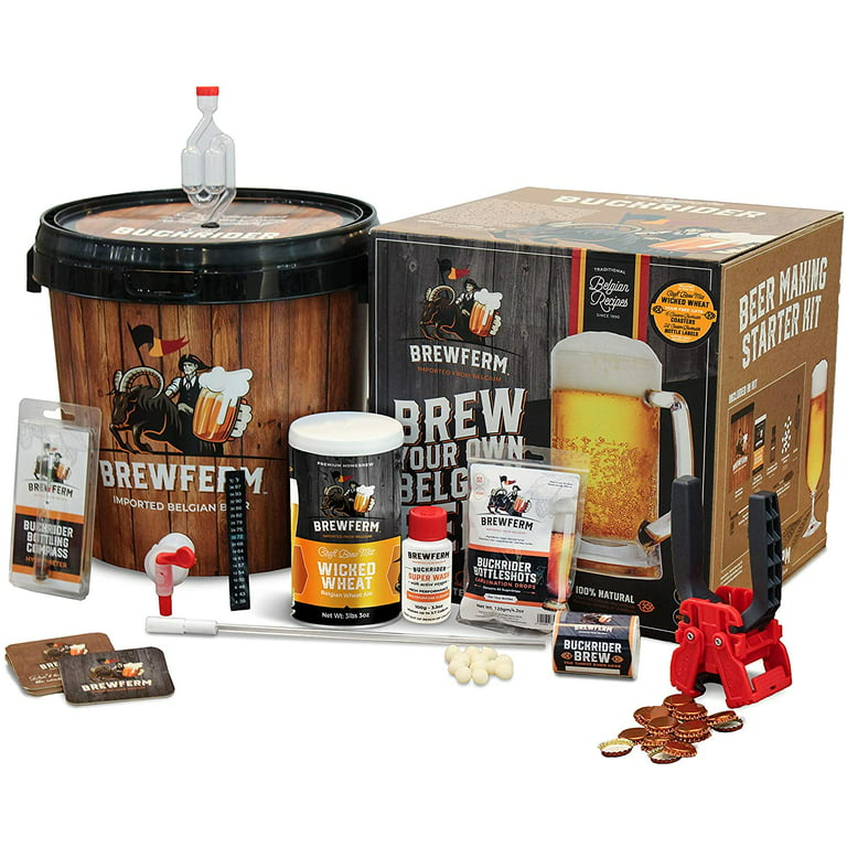 slecht Opstand Billy Goat Brewferm Buckriders Belgian Home Brewing Premium Deluxe Craft Beer Kit.  Homebrewing made simple! Includes Wicked Wheat Craft Brew Mix. Makes 15  Liters or 4 Gallons of Beer - Walmart.com