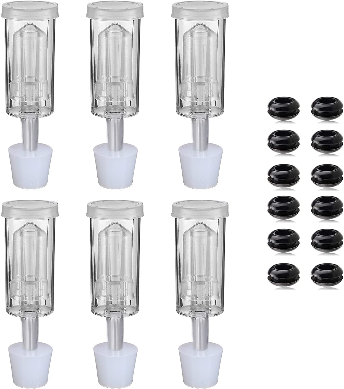 Brewing Airlock Kit, 6 Fermentation Airlocks, 6 pack 6 Stopper & 12