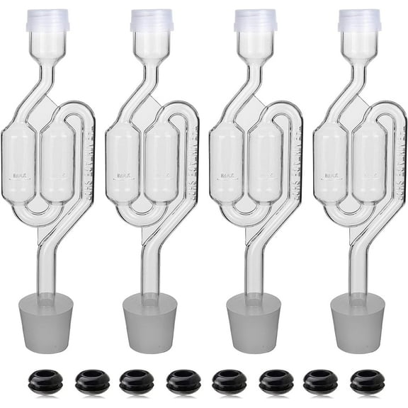 Fermentation Kit with 4 Bubble Airlocks, 4 Stoppers and 8 Grommets, for Brewing Beer, Wine, Vegetables, Fruit, Homemade Fermenting Supplies, Clear