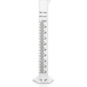 Brewing America 100ml Plastic Graduated Cylinder Beaker - 100ml Science Measuring Test Tube Flask, 2-sided Marking - Black and Raised Graduation Lines, Pour Spout