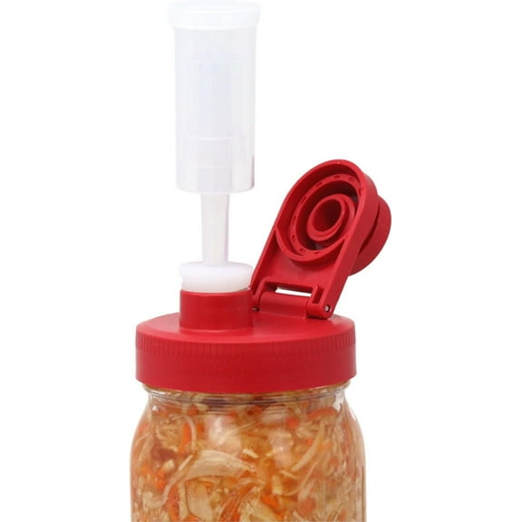 Brewing America Fermentation Kit Lids for Wide Mouth Mason Jars (Jars Not Included) Red Fermenting Kit