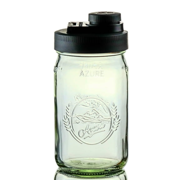 Brewing America 32 oz Black Glass Mason Drinking Jars with Lid