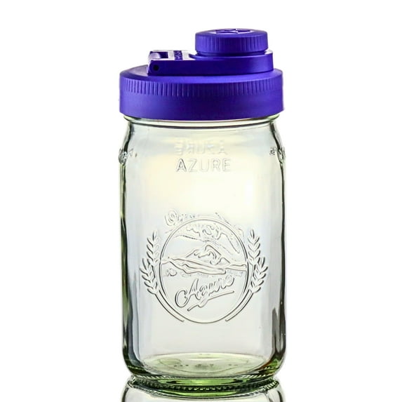 Brewing America 32 oz Large Purple Glass Mason Drinking Jars with Lid